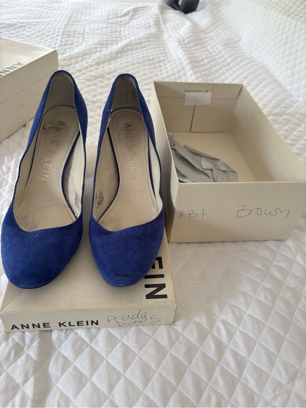Anne Klein Cobalt Blue Suede Round-Toe Pumps